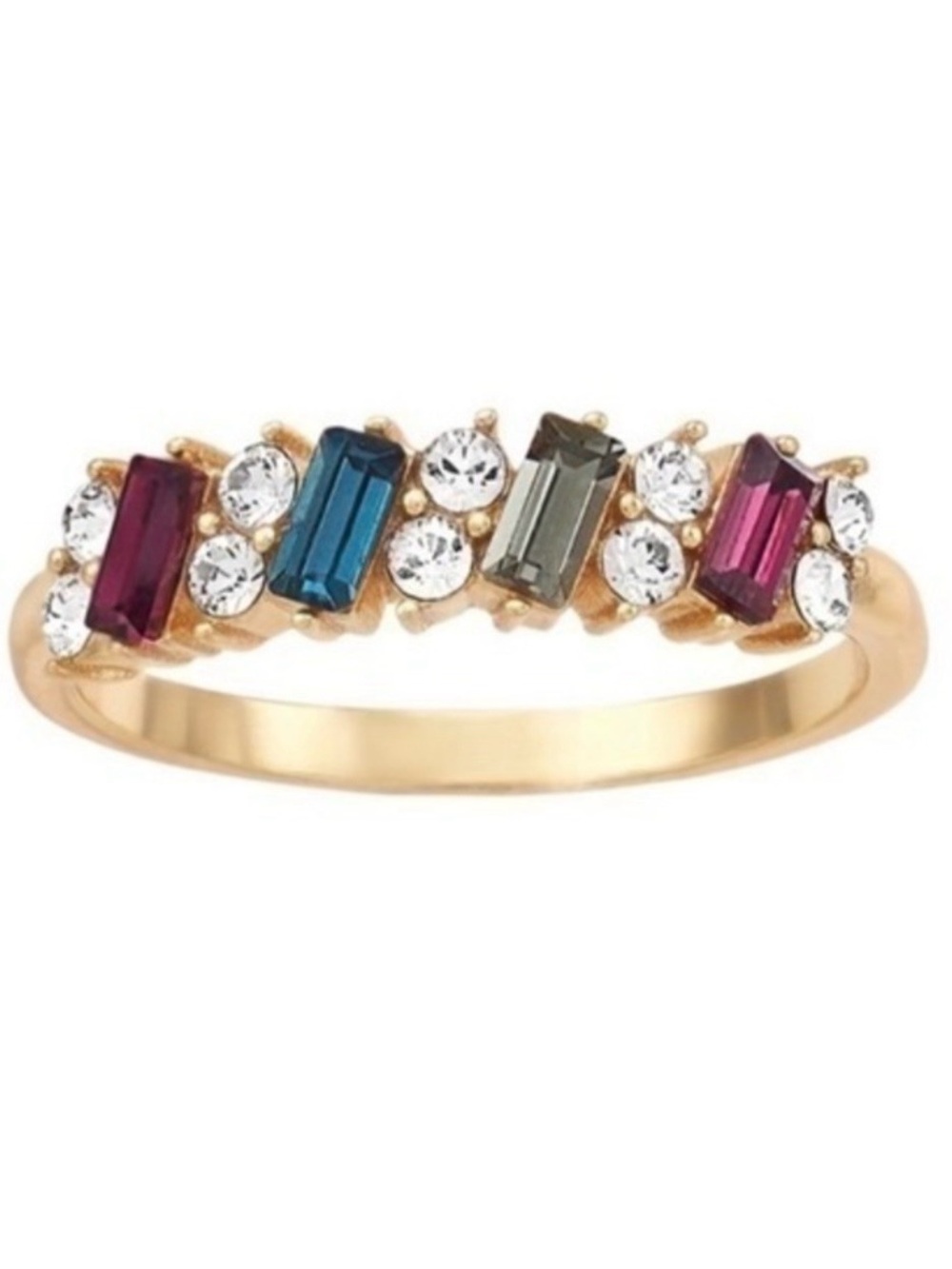 Beautiful Multi-color Stone Gold-Tone Ring with Swarovski Crystals - Picture 13 of 14
